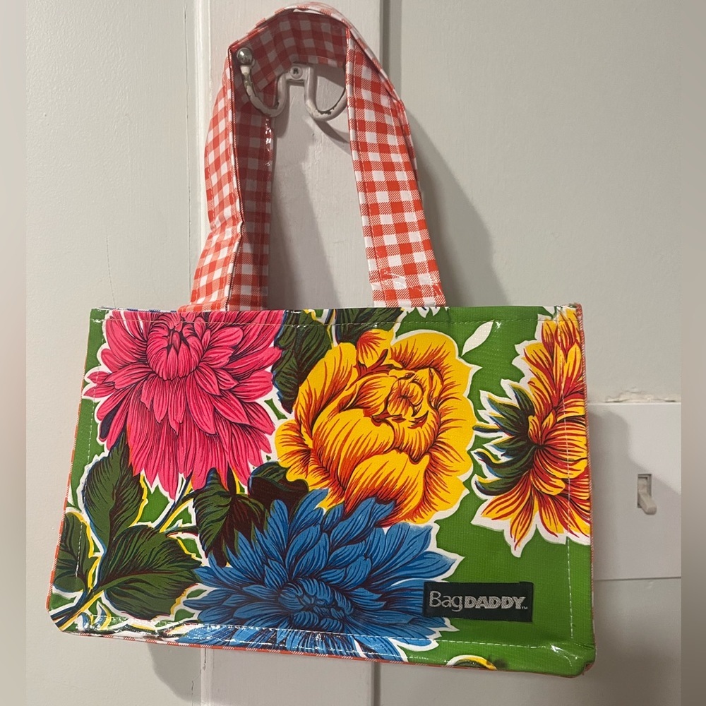 Cheerful Floral Oil-Cloth Tote Bag
